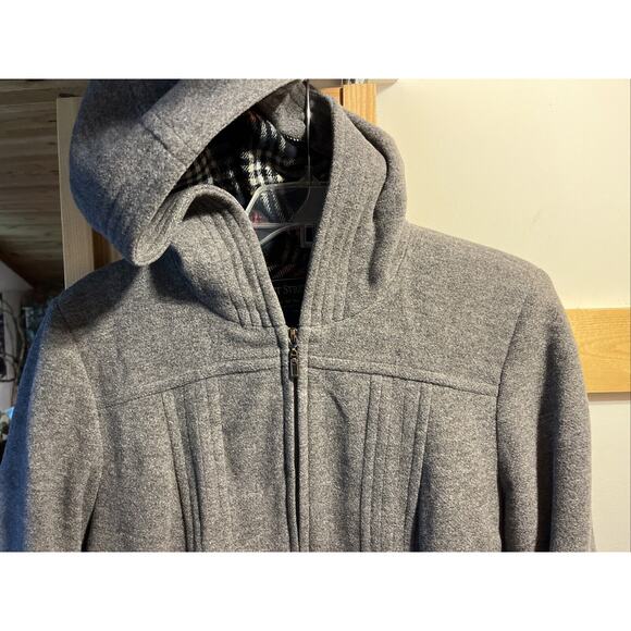 Fleet Street Ltd Wool Blend Hooded Coat Jacket Medium Gray Zipper Outdoor Travel - Picture 4 of 13